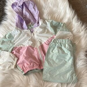 SHEIN Pastel Colorblock Hooded Jacket and Pants Set